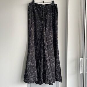 ANTHROPOLOGIE White Polka Dot Palazzo Black Pants
